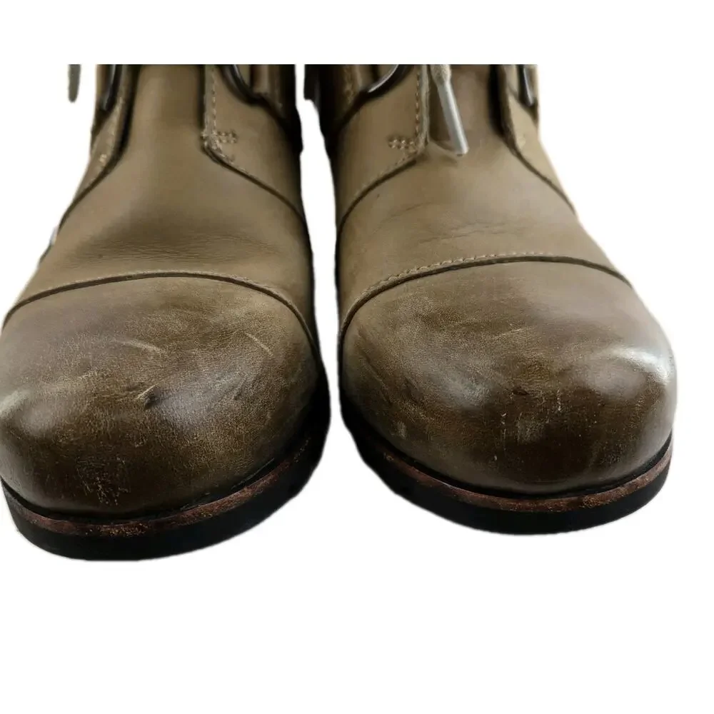 Sorel Boots Womens 9 Joan Of Artic Wedge Mid Tan Distressed Dark‎ Fog Waterproof